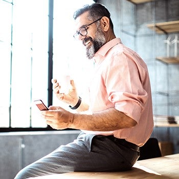 man with smartphone