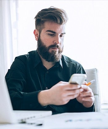 man with smartphone