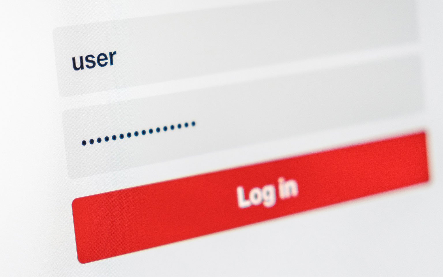 close up of computer screen showing a login page with username and password