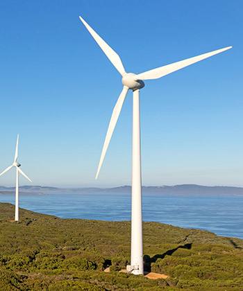 Umweltfreundlich close up of wind turbines